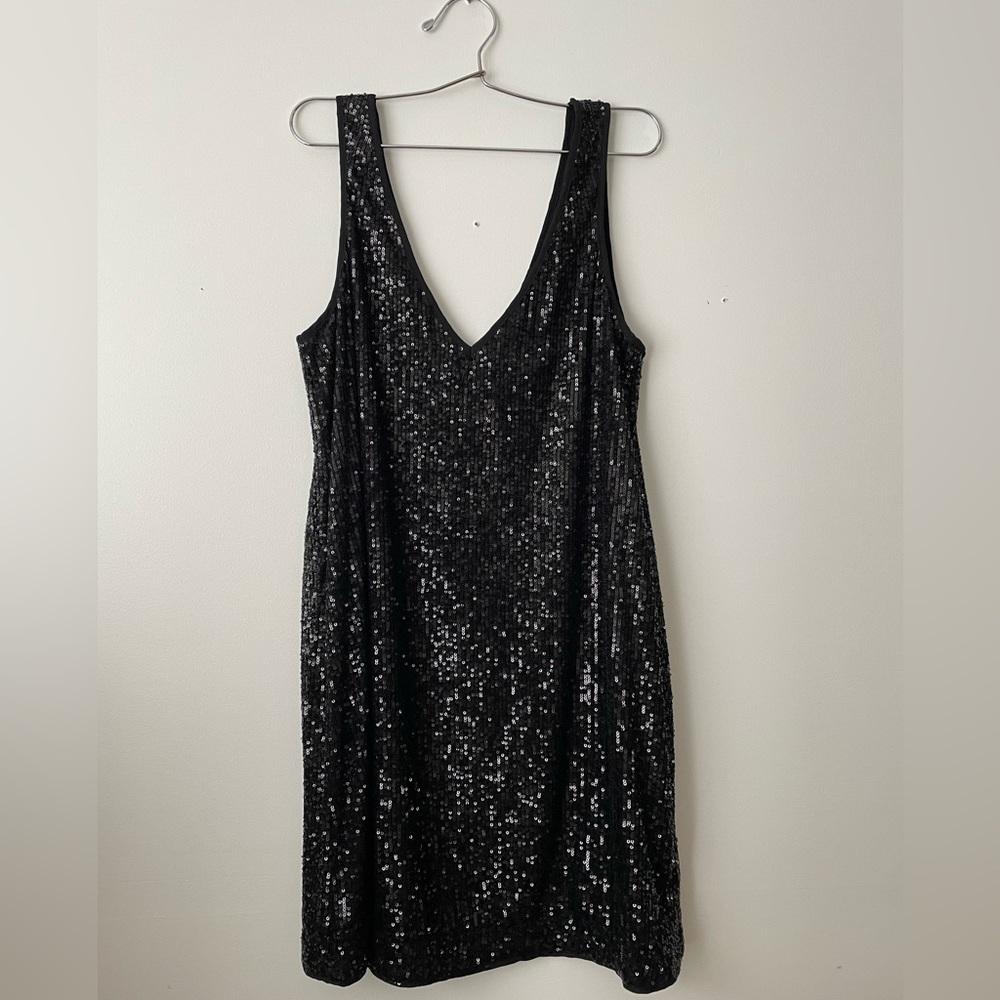 H&M Mini Black Sequin Shift Dress